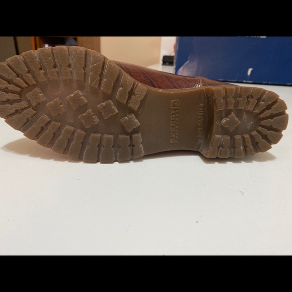 Sperry Topsliders Gray Diamond Quilted Brown Leather Boots Size 8 very classy - Picture 11 of 14